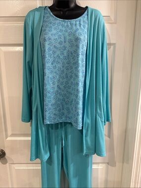 Muk Luks Women's Aqua Paisley Short Sleeve Pajama Set